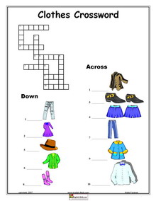 Crossword Puzzles Printable on Esl  English Vocabulary  Printable Vocabulary Exercises  Clothes