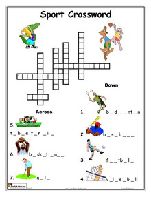 Sports Crossword Puzzles on Sports Crossword Puzzle For Beginners And Elementary Levels